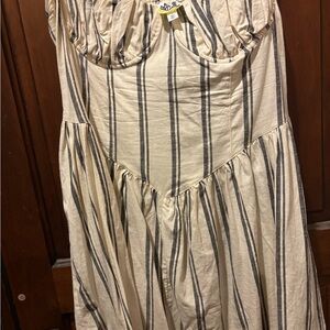 Striped Cream and Black Dress